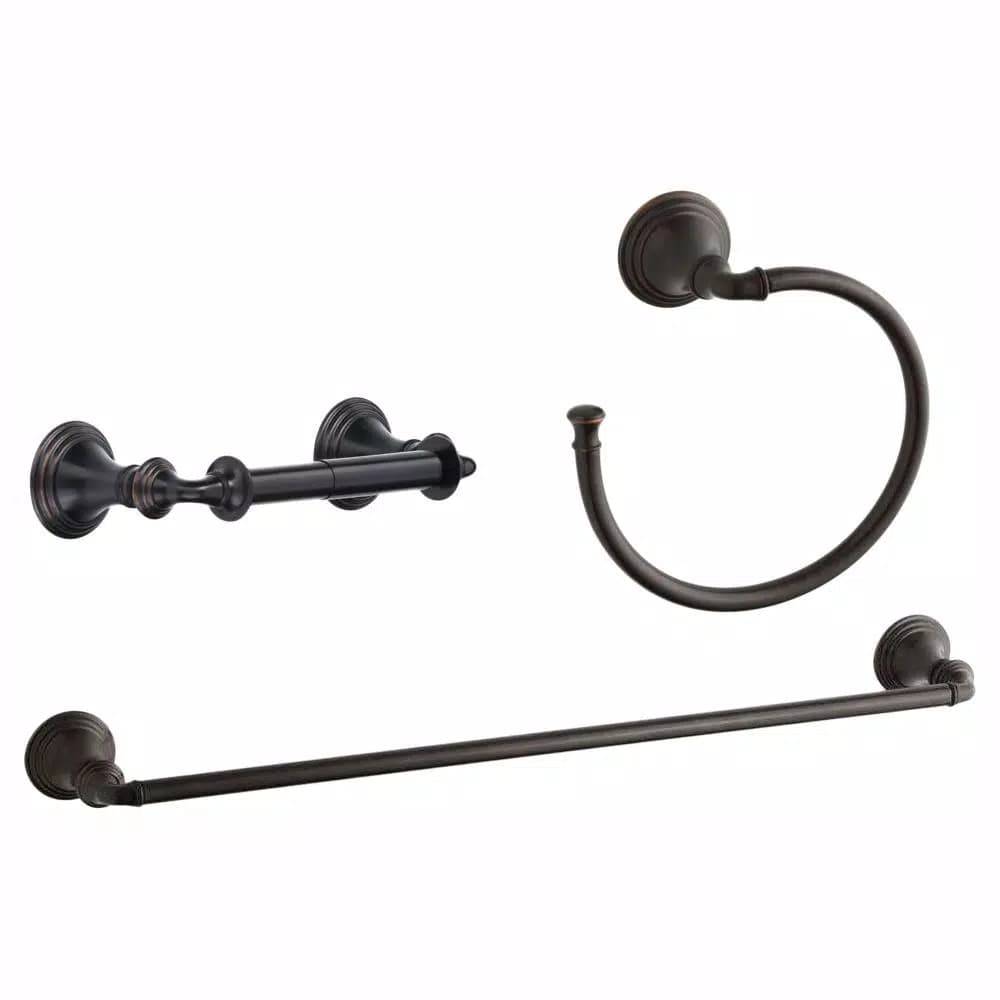 KOHLER Devonshire 3-Piece Bathroom Hardware Set - Towel Bar, Ring & Toilet Paper Holder - Oil-Rubbed Bronze