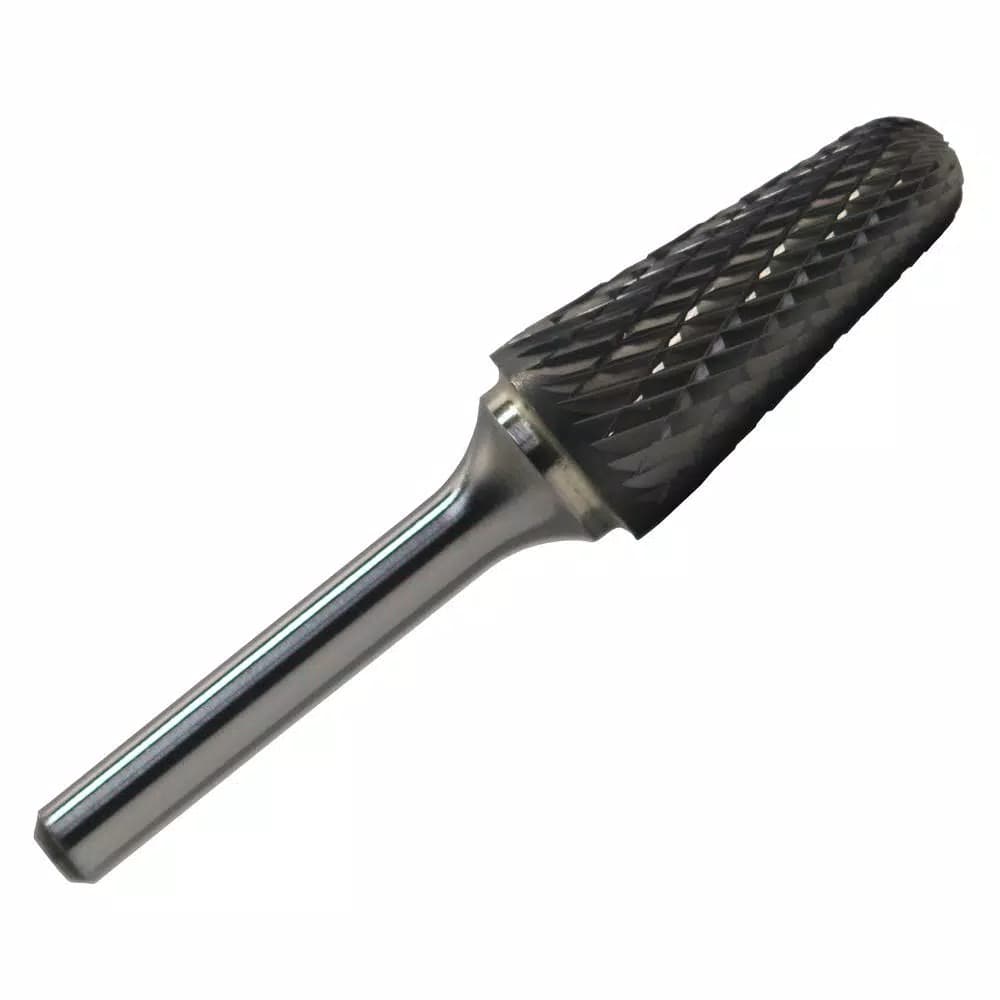 Drill America 1/2 in. x 1-1/8 in. Cone Solid Carbide Burr Rotary File Bit, 1/4 in. Shank