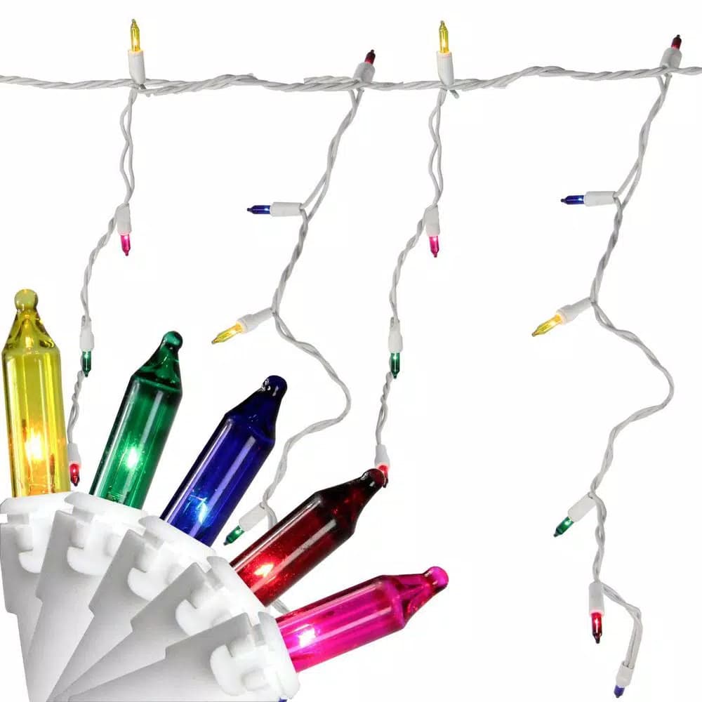Northlight 150-Light Multi-Color Mini Icicle Lights, 10 ft. White Wire, Indoor/Outdoor