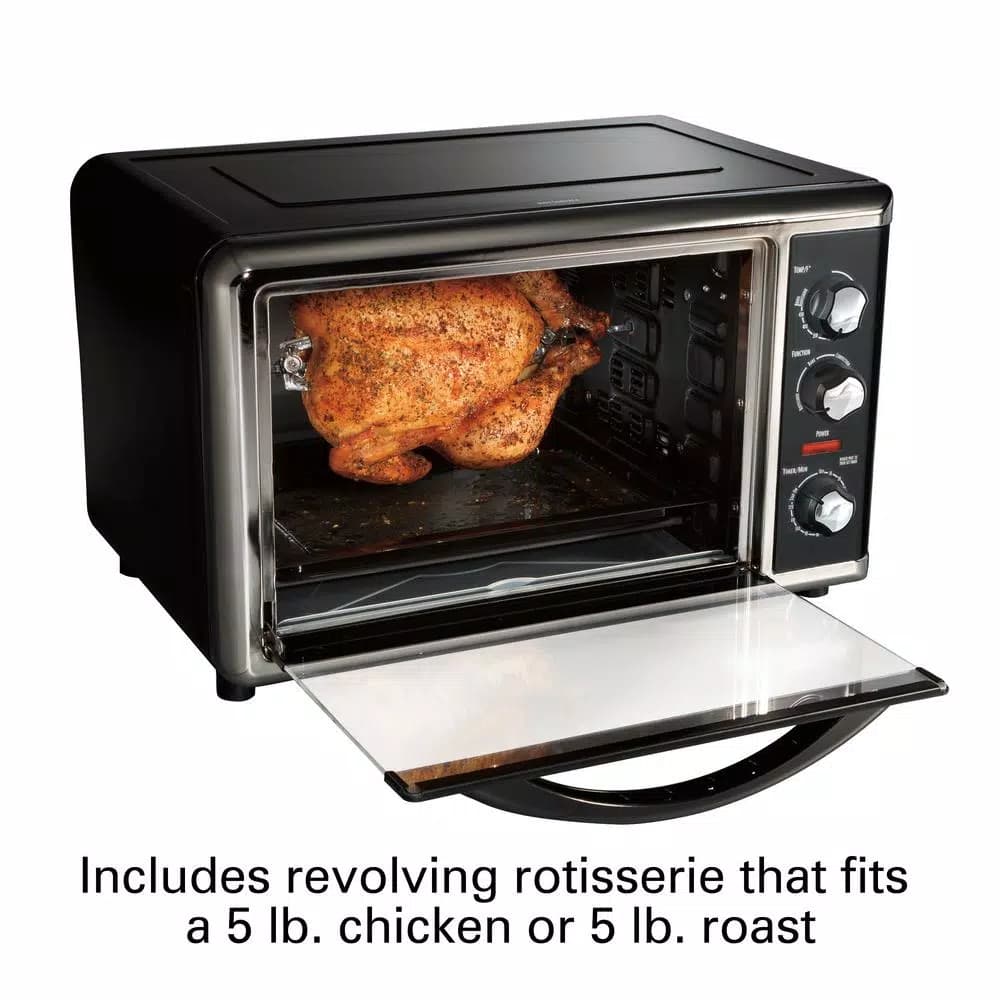 Hamilton Beach 1500-Watt 12-Slice Countertop Convection Toaster Oven with Rotisserie, Black