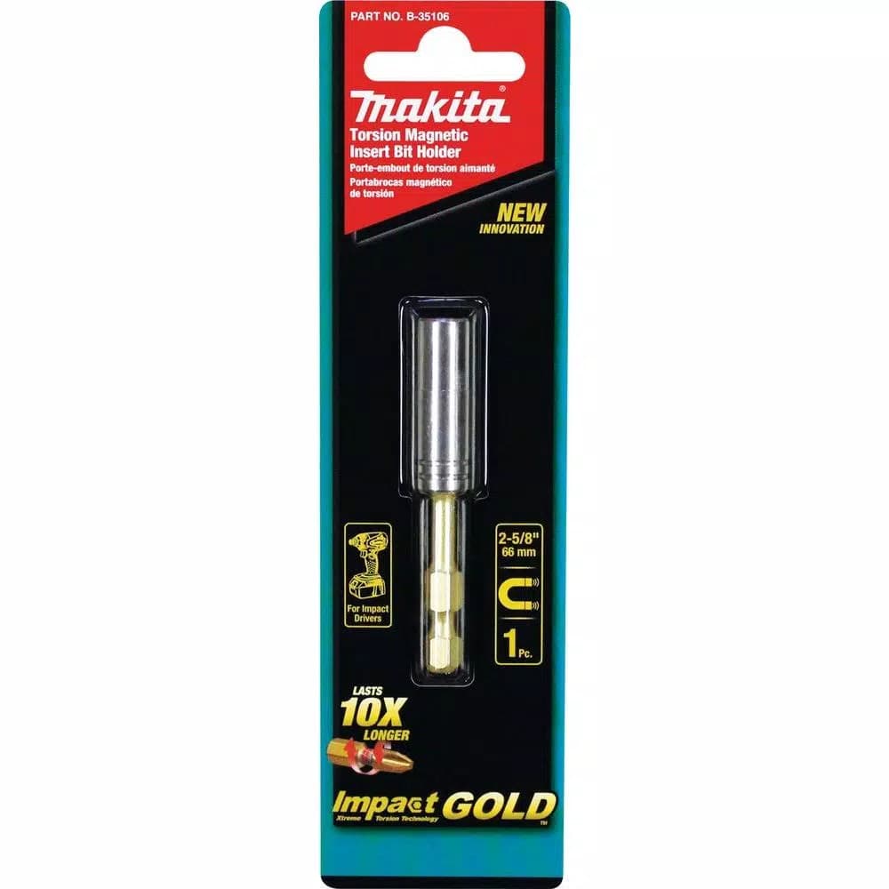 Makita Impact GOLD Torsion Magnetic Insert Bit Holder, 1/4 in. Hex Shank