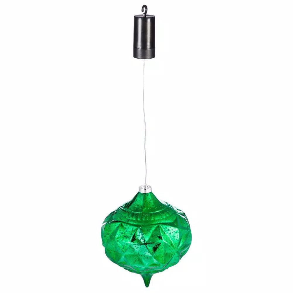 Evergreen 8 in. Green Shatterproof LED Teardrop Outdoor Christmas Ornament - Battery Operated