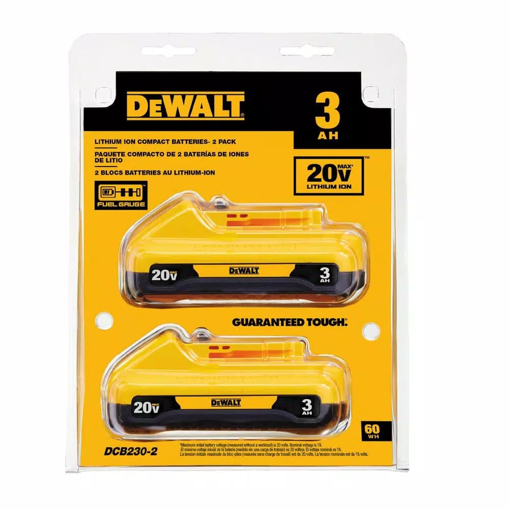 DEWALT 20V MAX Compact Lithium-Ion 3.0 Ah Battery Pack (2-Pack)