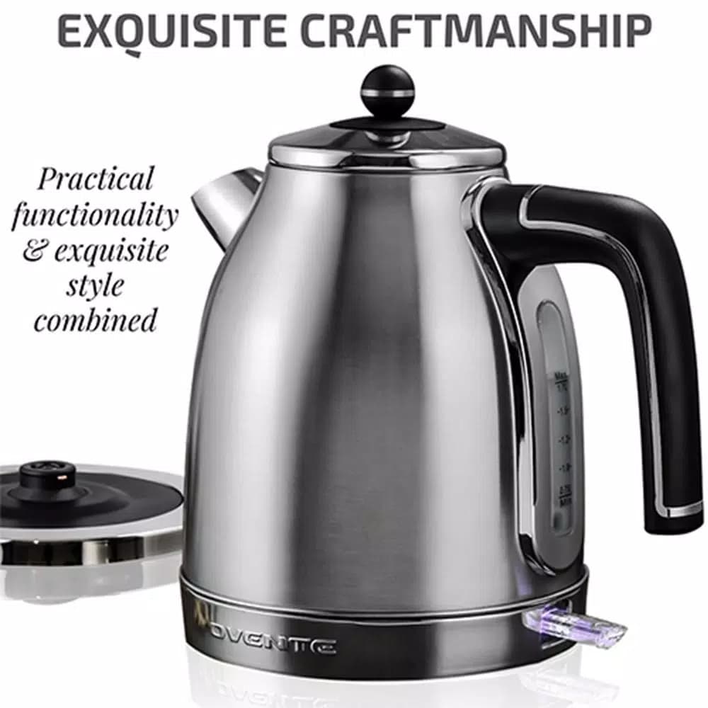 Ovente KS777 1.7L Stainless Steel Electric Kettle, 1500W Rapid Boil with Auto Shut-Off