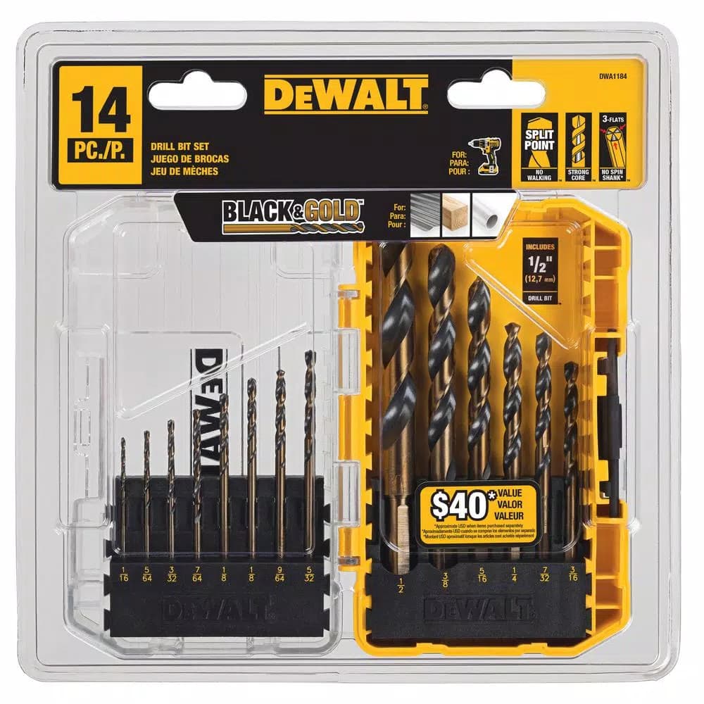 DEWALT 14-Piece Black Oxide Twist Drill Bit Set