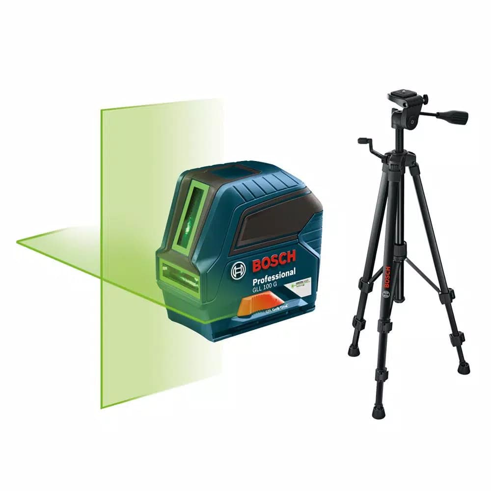 Bosch GLL 100 GX Green Beam Self-Leveling Cross-Line Laser with Compact Tripod