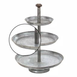 LITTON LANE 3-Tier Farmhouse Iron Cake Stand, Galvanized Gray Metallic Finish thumbnail 3