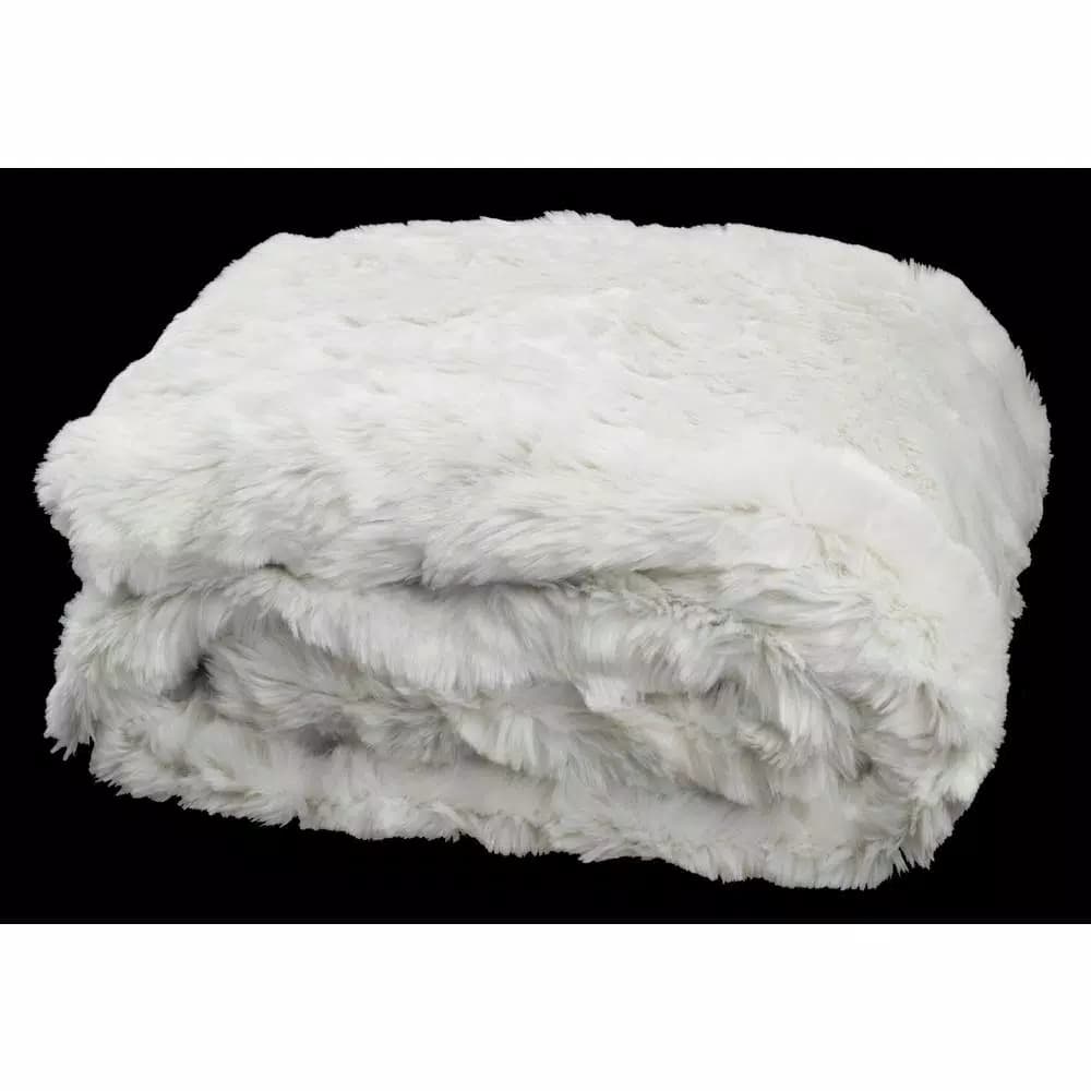 Safavieh Faux Chinchilla Snow White Throw Blanket, 50 x 60 in, Glam Style