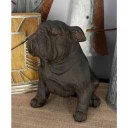 LITTON LANE Polystone Sitting Bulldog Sculpture - Rustic Bronze Dog Statuary thumbnail 5