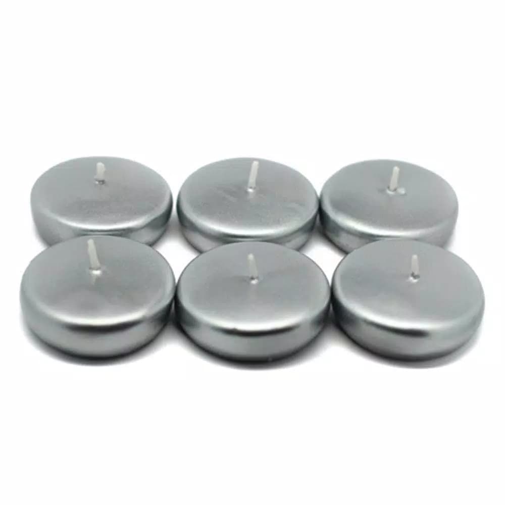 Zest Candle 2.25 in. Metallic Silver Floating Candles, 24-Pack