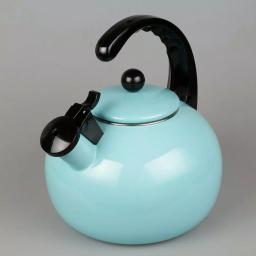 Creative Home Horizon 2.5 Qt. Porcelain Enamel on Steel Whistling Tea Kettle, Aqua Sky Blue thumbnail 3
