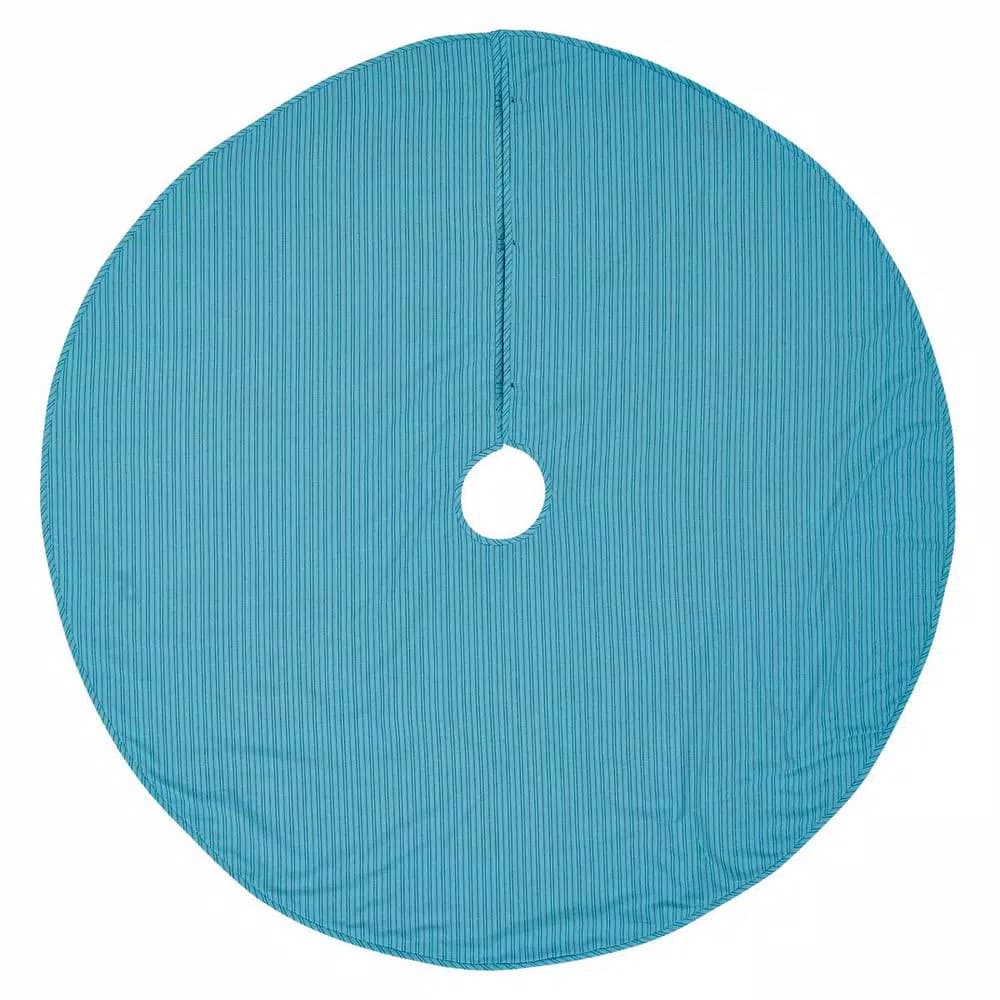 VHC Brands 55 in. Nerine Robin Egg Blue Coastal Christmas Tree Skirt with Starfish Appliqués