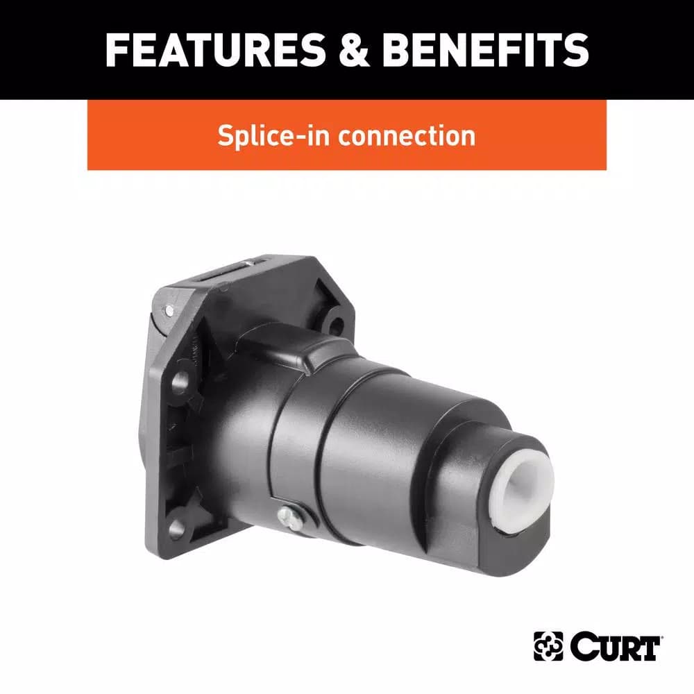CURT 7-Way Round RV Blade Connector Socket, Vehicle Side