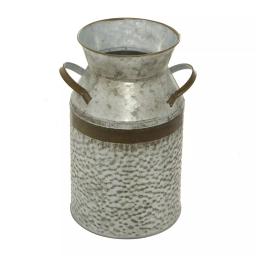 LITTON LANE 12 in. Farmhouse Rustic Galvanized Iron Milk Can with Hammered Finish thumbnail 2