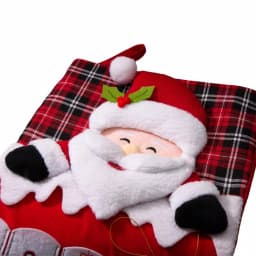 Glitzhome 36 in. Oversized 3D Santa Countdown Christmas Stocking with Plaid Cuff thumbnail 3