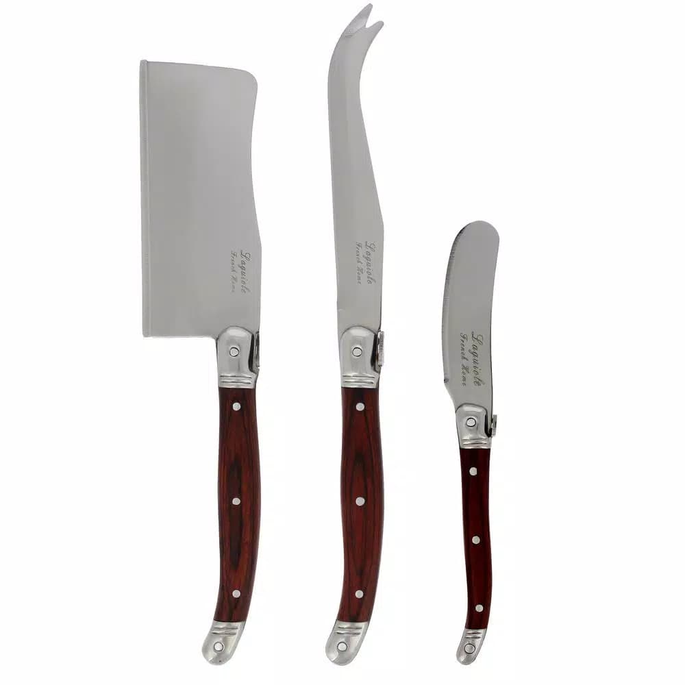 Unbranded Laguiole 3-Piece Pakkawood Cheese Knife Set with Stainless Steel Blades
