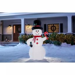Home Accents Holiday Airblown Inflatables 6.5 ft. Snowman Christmas Yard Decoration with LED Lights thumbnail 2