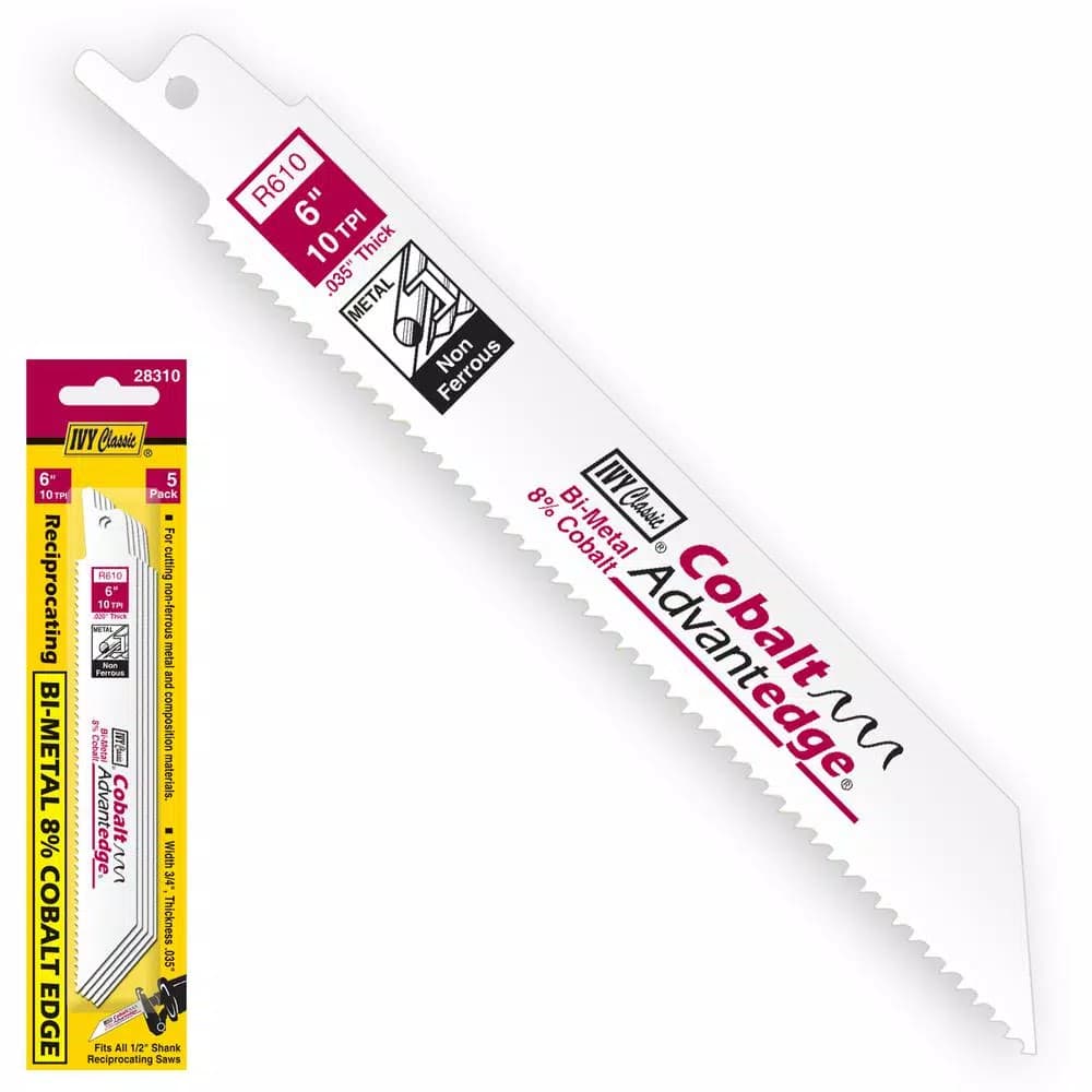 Ivy Classic 6 in. 10 TPI Bi-Metal Reciprocating Saw Blades for Non-Ferrous Metal & Plastic (5-Pack)