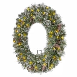 Home Accents Holiday 30in. Sparkling Amelia Pine Pre-lit LED Artificial Christmas Wreath with 50 Warm White Micro-Dot Lights thumbnail 4