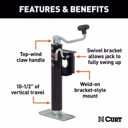 CURT Swivel Bracket-Mount Trailer Jack with Top Handle, 2,000 lbs. Capacity, 10 in. Travel thumbnail 4
