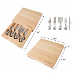 Classic Cuisine 5-Piece Wooden Cheese Board Set with Stainless Steel Tools thumbnail 3