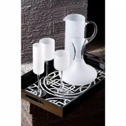 Abigails White Night Frosted Martini Pitcher, 42 oz Glass Serving Pitcher thumbnail 2