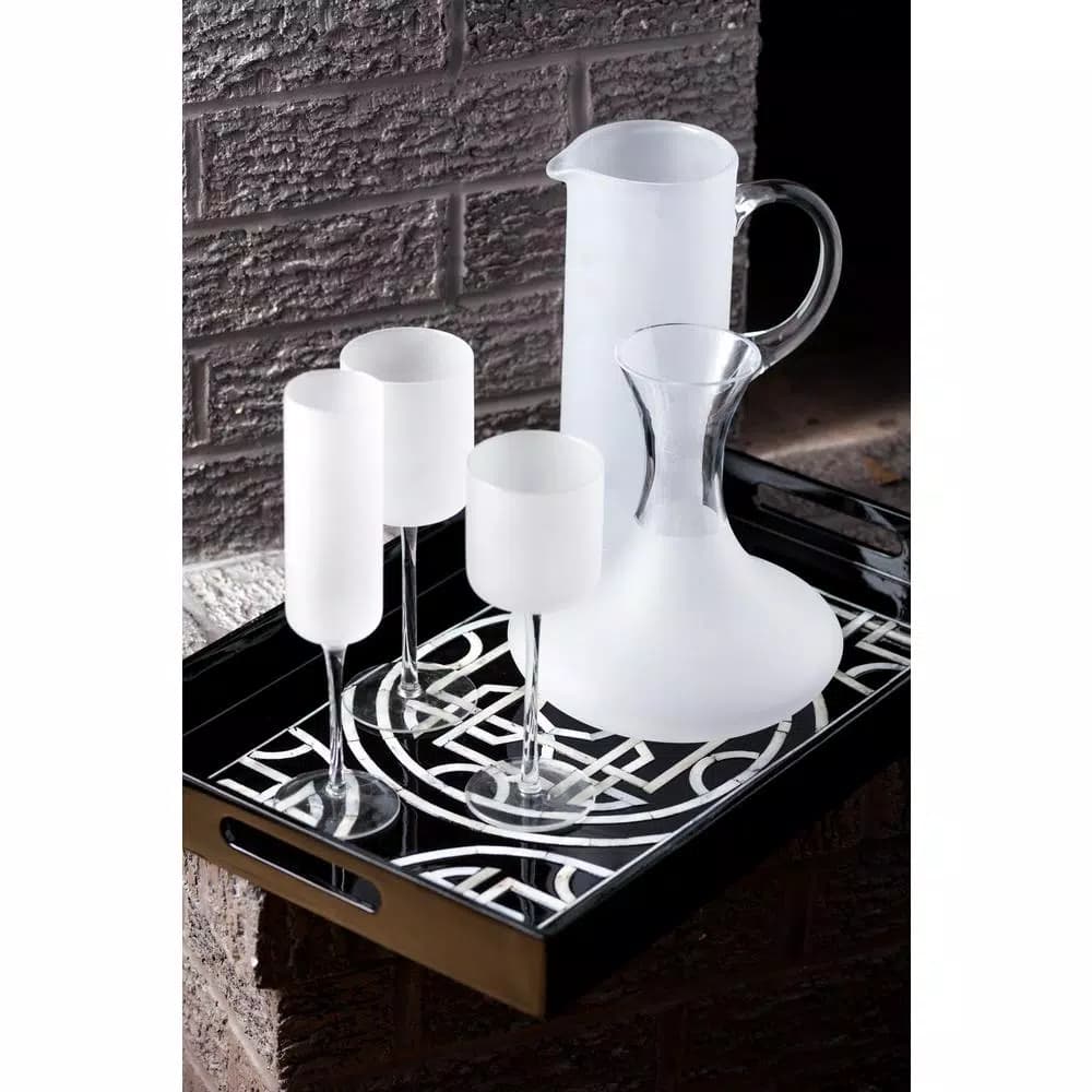 Abigails White Night Frosted Martini Pitcher, 42 oz Glass Serving Pitcher