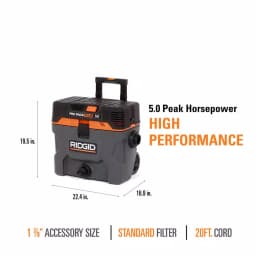 RIDGID 10 Gal. 5.0 Peak HP ProPack Plus Wet/Dry Shop Vacuum with Qwik Lock Filter thumbnail 4