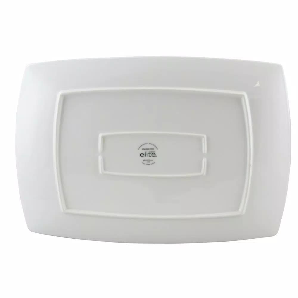 Gibson Gracious Dining White Ceramic Rectangular Serving Platter