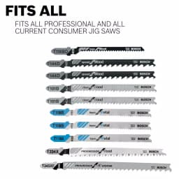 Bosch T-Shank Jigsaw Blade Assortment Set for Wood, 10-Pack thumbnail 3