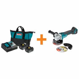 Makita 18V LXT Lithium-Ion Battery and Rapid Optimum Charger Starter Kit with Bonus Brushless Angle Grinder thumbnail 1