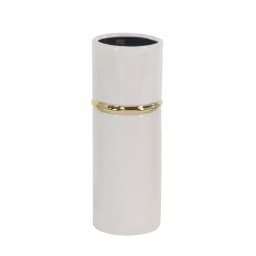 LITTON LANE White Ceramic Decorative Vase Set of 3 with Gold Lining Detail, Modern Cylinder Design thumbnail 5