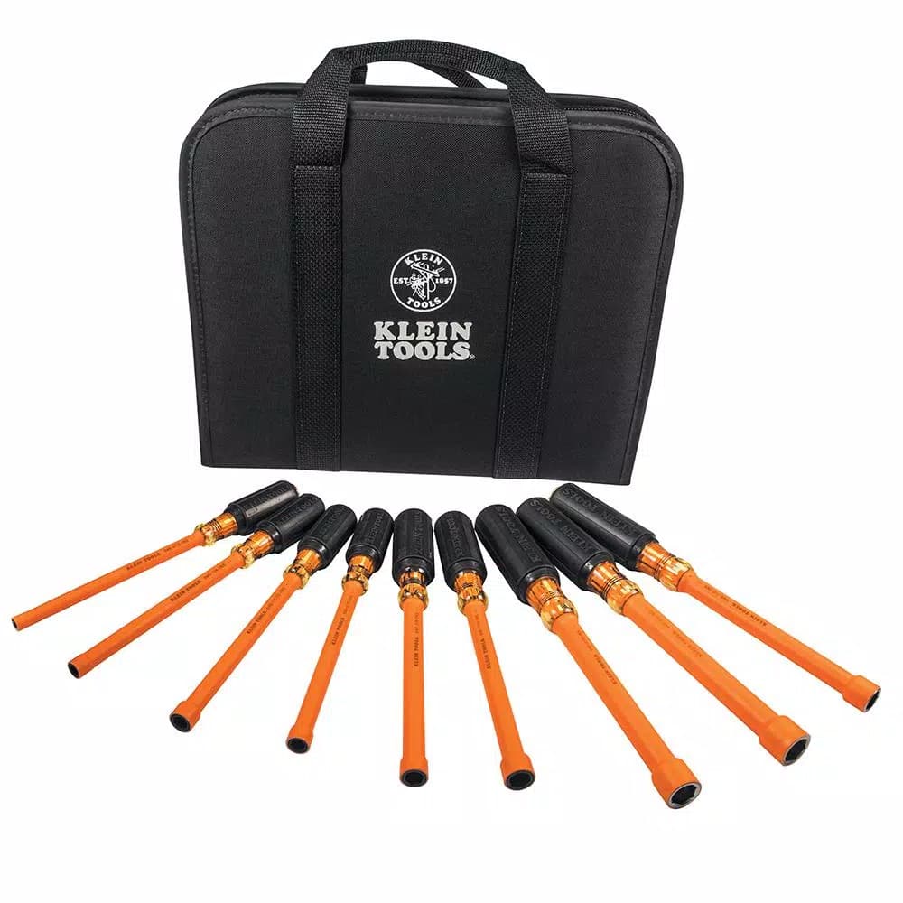 Klein Tools 9-Piece Insulated Nut Driver Set with Cushion Grip Handles and Nylon Case