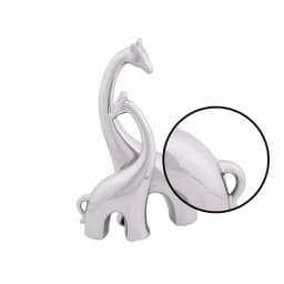 LITTON LANE Abstract Ceramic Giraffe Sculpture - Adult and Young Standing Statues, Polished Silver thumbnail 3