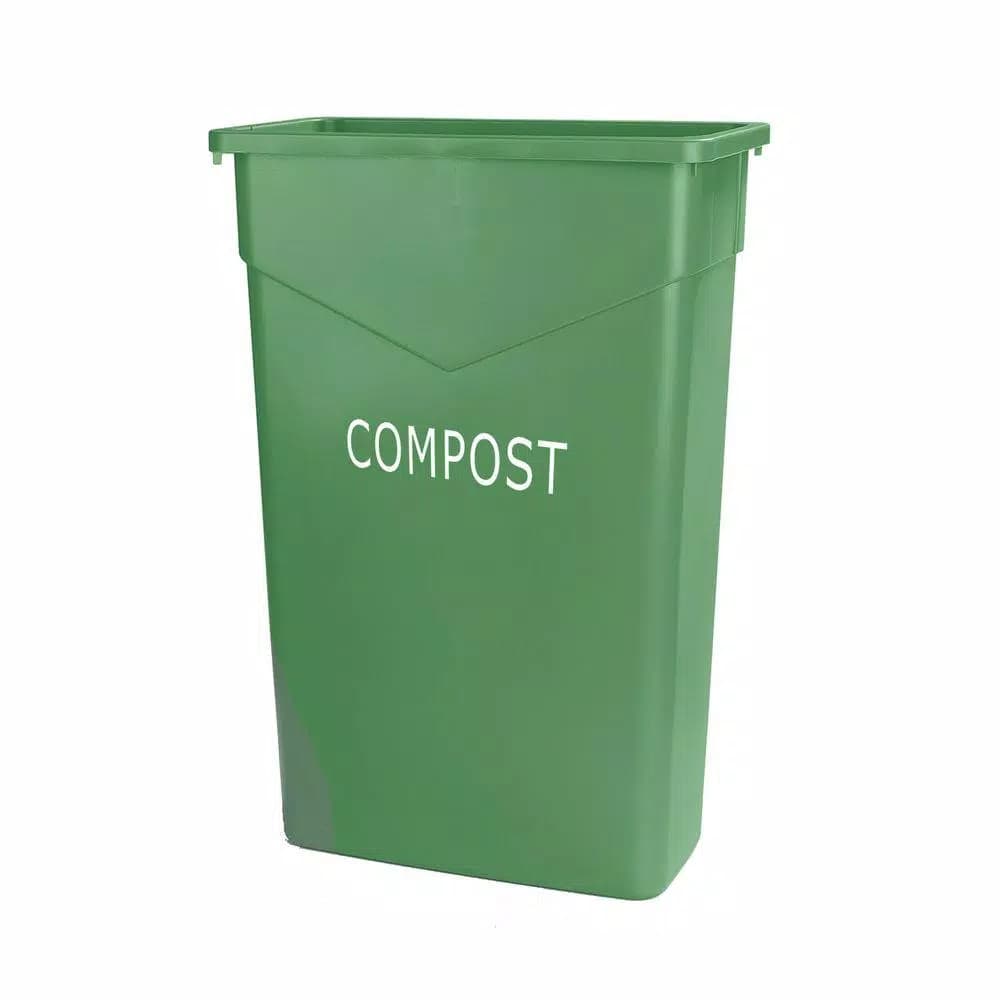 Carlisle TrimLine 23 Gallon Green Rectangular Compost Recycling Bin, Imprinted (4-Pack)