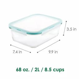 Lock & Lock Purely Better 68 oz. Borosilicate Glass Rectangular Food Storage Container thumbnail 3
