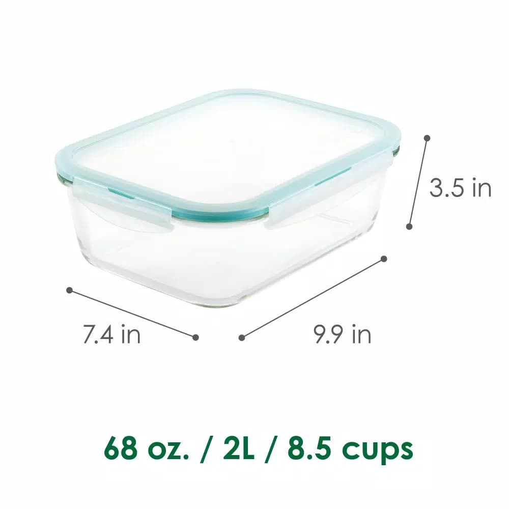Lock & Lock Purely Better 68 oz. Borosilicate Glass Rectangular Food Storage Container