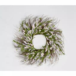 Worth Imports 22 in. Pink Lavender Silk Wreath with Greenery on Natural Twig Base thumbnail 1