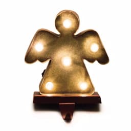 Glitzhome 7.48 in. Marquee LED Angel Stocking Holder - Festive Holiday Mantel Decor thumbnail 1
