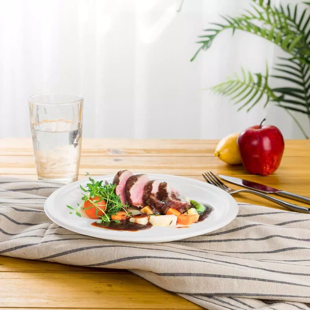 Unbranded 6 in. White Sugarcane Plates, 600 Pack - Eco-Friendly Biodegradable Disposable Plates