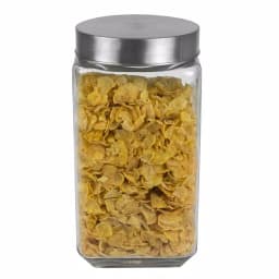 Unbranded 4-Piece Glass Canister Set with Brushed Stainless Steel Lids thumbnail 3