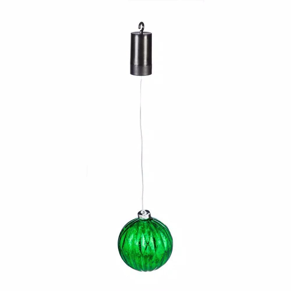 Evergreen 5 in. Green Shatterproof LED Ball Outdoor Christmas Ornament - Battery Operated