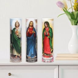 Stonebriar Collection 8 in. Jesus LED Flameless Prayer Candle - English & Spanish thumbnail 2
