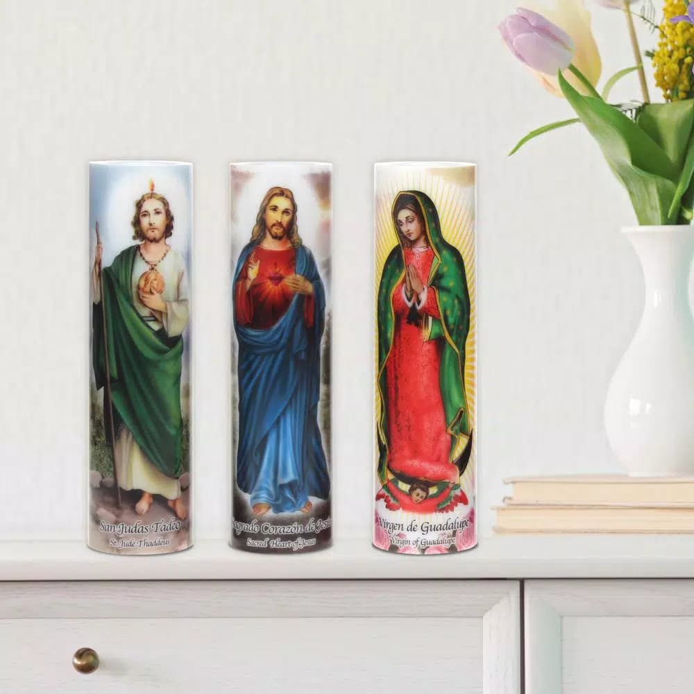 Stonebriar Collection 8 in. Jesus LED Flameless Prayer Candle - English & Spanish