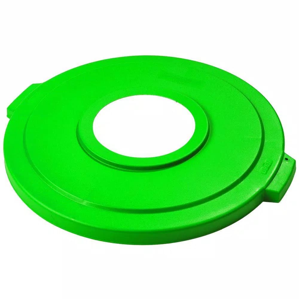Carlisle Bronco 20 Gallon Green Round Recycling Lid with 8 in. Slot (6-Pack)