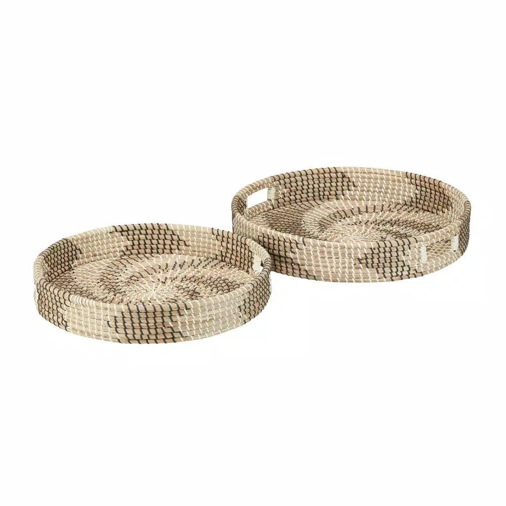 Home Decorators Collection Seagrass Wicker Round Decorative Trays, Set of 2