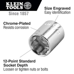 Klein Tools 20-Piece 3/8 in. Drive Socket Wrench Set with Metal Storage Case thumbnail 4