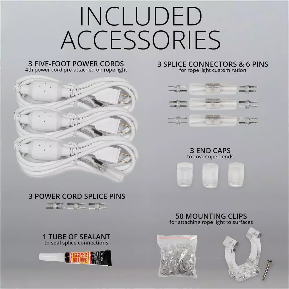 Wintergreen Lighting 150 ft. Green LED Rope Light Kit, 1800 Lights, Dimmable & Weather Resistant