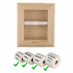 Unbranded Newton Recessed Toilet Paper Holder with Melbourne Frame, Solid Pine, Unfinished thumbnail 4
