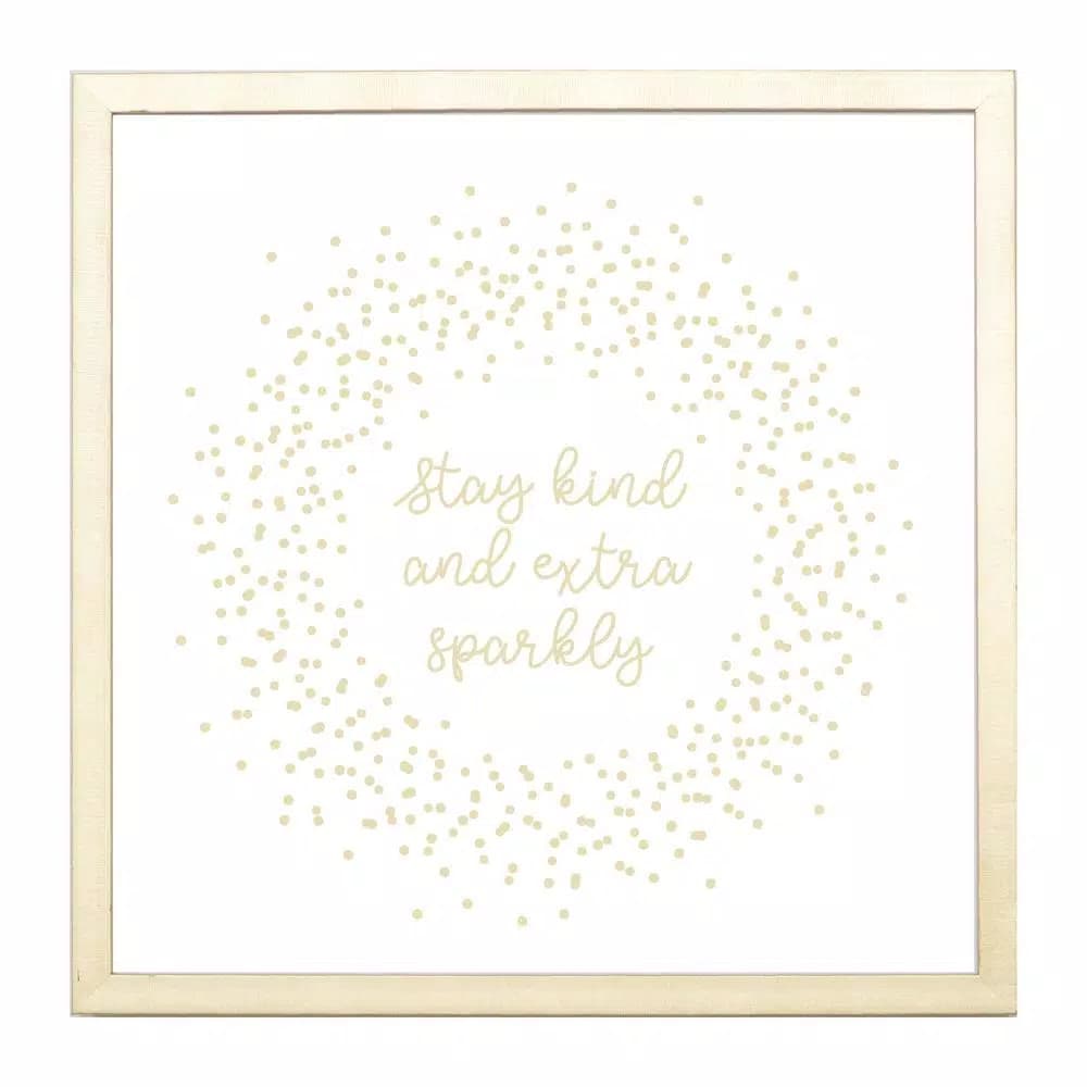 Petal Lane Home Stay Kind And Extra Sparkly Magnetic Memo Board with Gold Frame